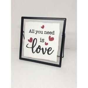 All You Need Is Love Free Standing Tabletop Shelf Decor Glass Mental Frame
